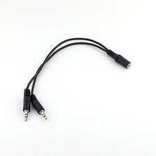 3.5mm 1/8" Female Stereo To Dual 3.5mm Male Y Splitter Headphone Audio AUX Cable