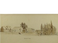 GREIZ/SCH&Ouml;NFELD /RITTERGUT 1Orig lavierte Bleistiftzeichnung ca. 1850