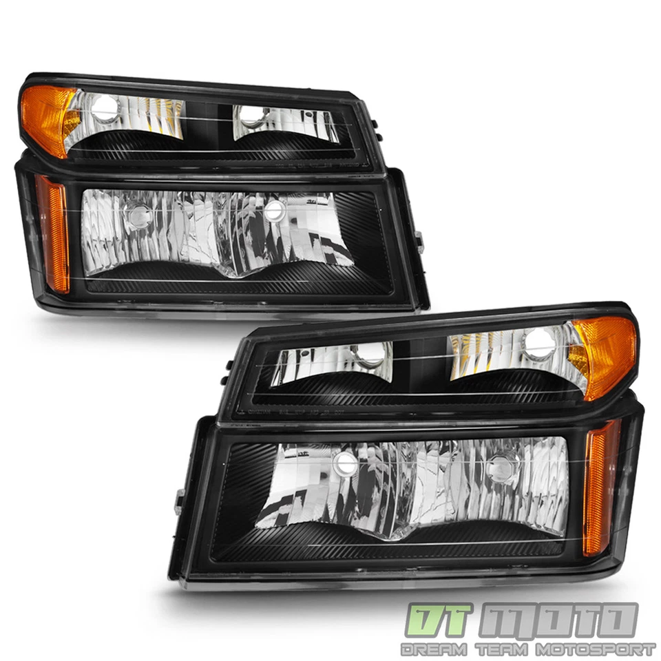 Blk [4PC] 2004-2012 Chevy Colorado Canyon Headlights Corner Lights Parking Lamps - Image 2 of 4