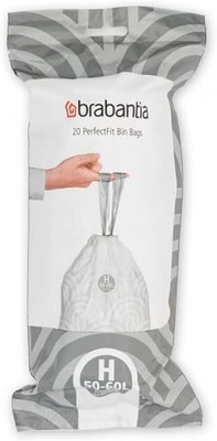 Brabantia PerfectFit Bag 50-60 L (H) - 20 Pieces per roll, Garbage Bag, 60 L