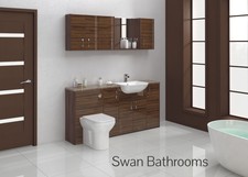 TOBACCO WALNUT GLOSS BATHROOM FITTED FURNITURE 1700MM WITH WALL UNITS