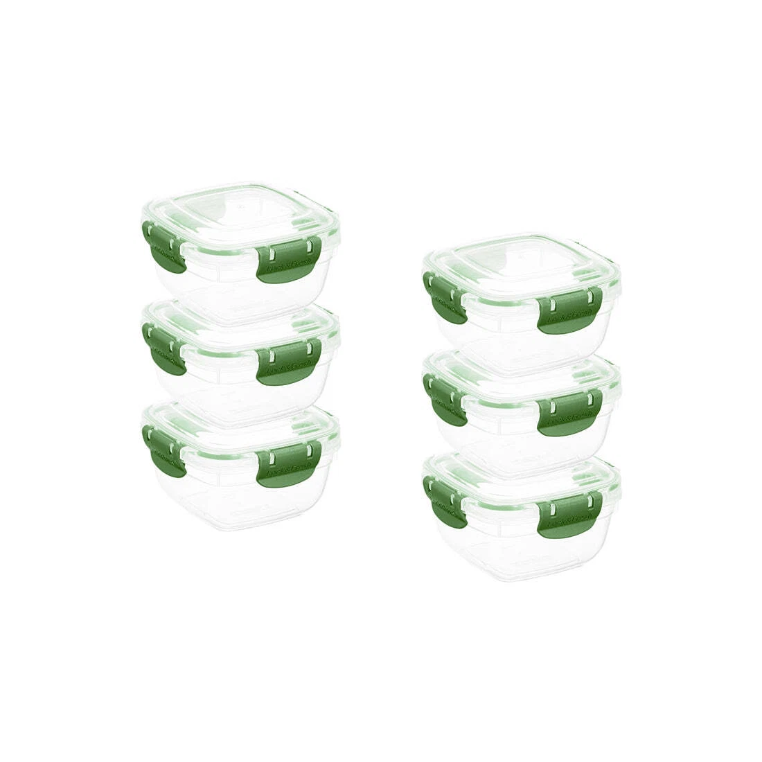 Superio Plastic Food Storage Containers, Airtight Lids, 16 oz., Green, 6 pack