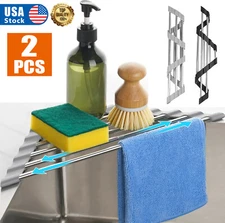 2pcs Sink Corner Dishwashing Pad Stainless Steel Kitchen Drain Box Storage Rack