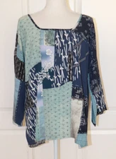 CITRON Santa Monica Silk Mixed Print Top Size Medium