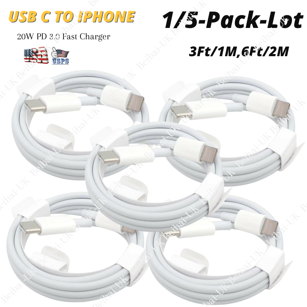 20W USB-C to iPhone Cable Lot PD Fast Charger For iPhone 14 13 12 11 Pro iPad XR
