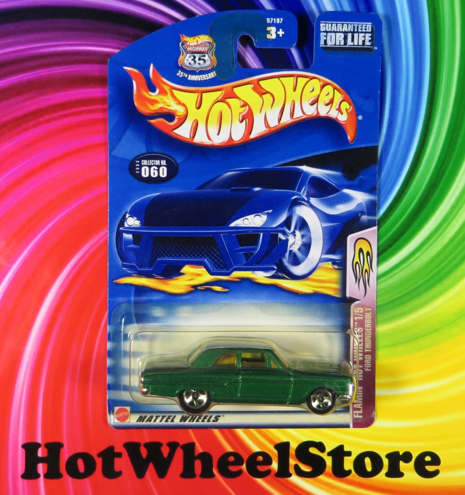 2003  Hot Wheels   Green   FORD THUNDERBOLT   Flamin'  #060    HW27-020125