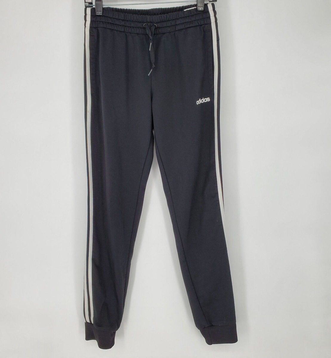 Adidas Jogger Pants Womens Medium Black White Stretch Waist