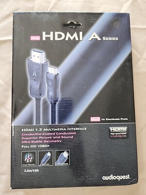 NEW AudioQuest FULL HD 1080P High Speed Mini HDMI - A Series Cable (3M/10FT)