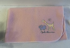 Vtg Carters John Lennon Baby Blanket Fleece Elephant Giraffe Embroidered Pink