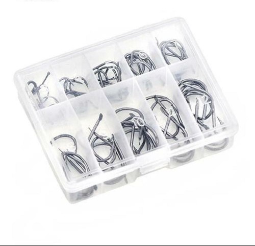 Fishing Hooks Barbed tungsten steel hook Fishing Hook With Box Black 50 Pieces - Picture 4 of 9