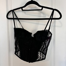 Edikted Black Lace Cropped Corset Top Size Medium
