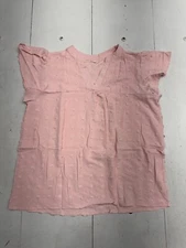 Shein Light Pink V Neck Pom Accent Short Sleeve T Shirt Womens Size 2XL