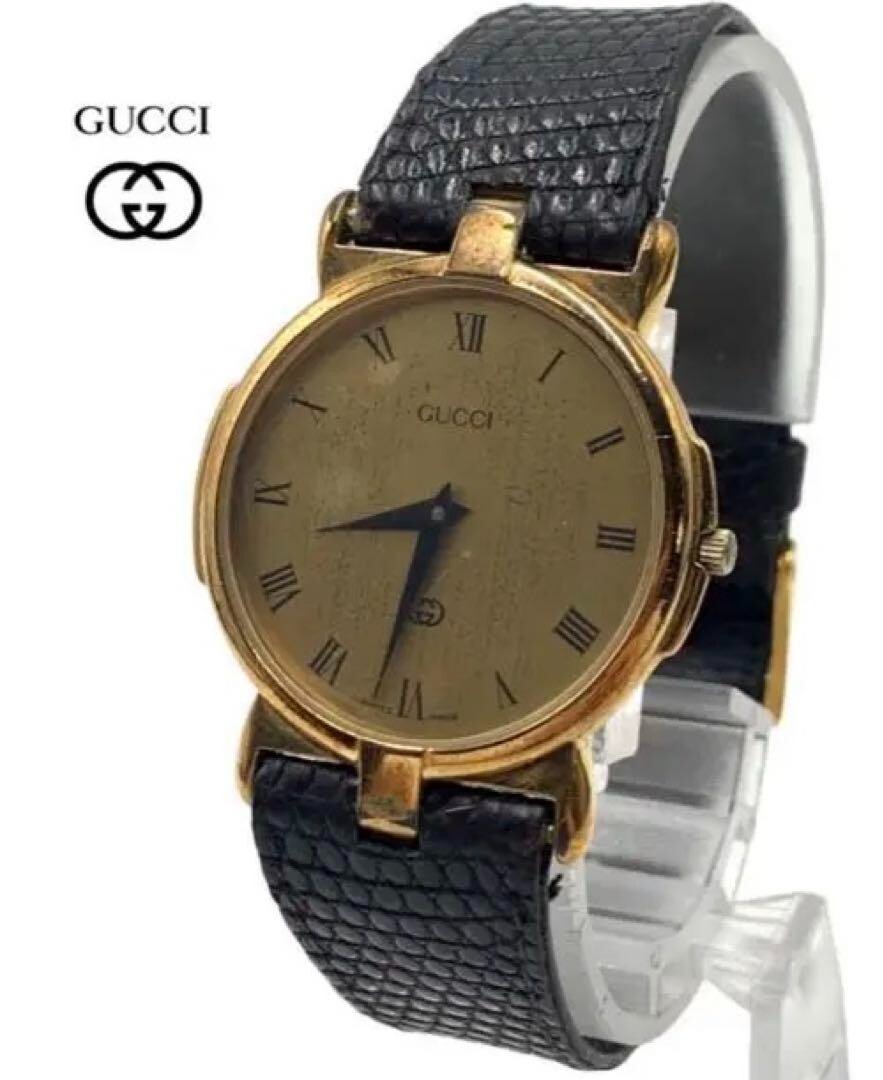 GUCCI 3400M Wristwatch Men's Gold Lizard Junk | eBay