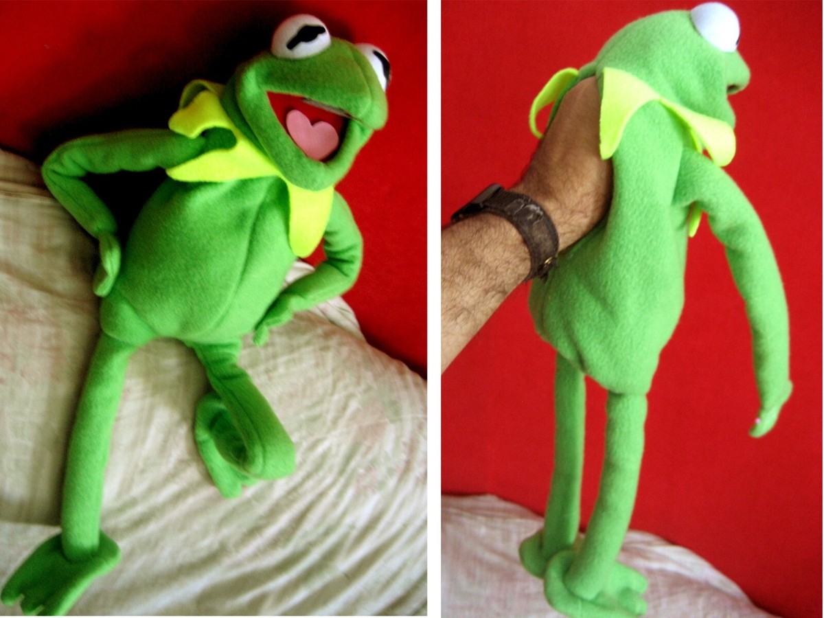 KERMIT MUPPET RANA RENE HAND PUPPET TOY SESAME STREET ELMO TITERE