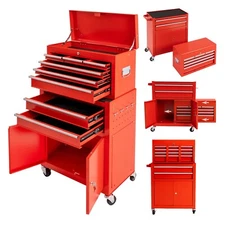 8-Drawer Rolling Tool Chest Steel Combination Set Red