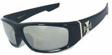 Choppers Men Motorcycle Biker Wrap Sunglasses Shiny Black Frame UV400