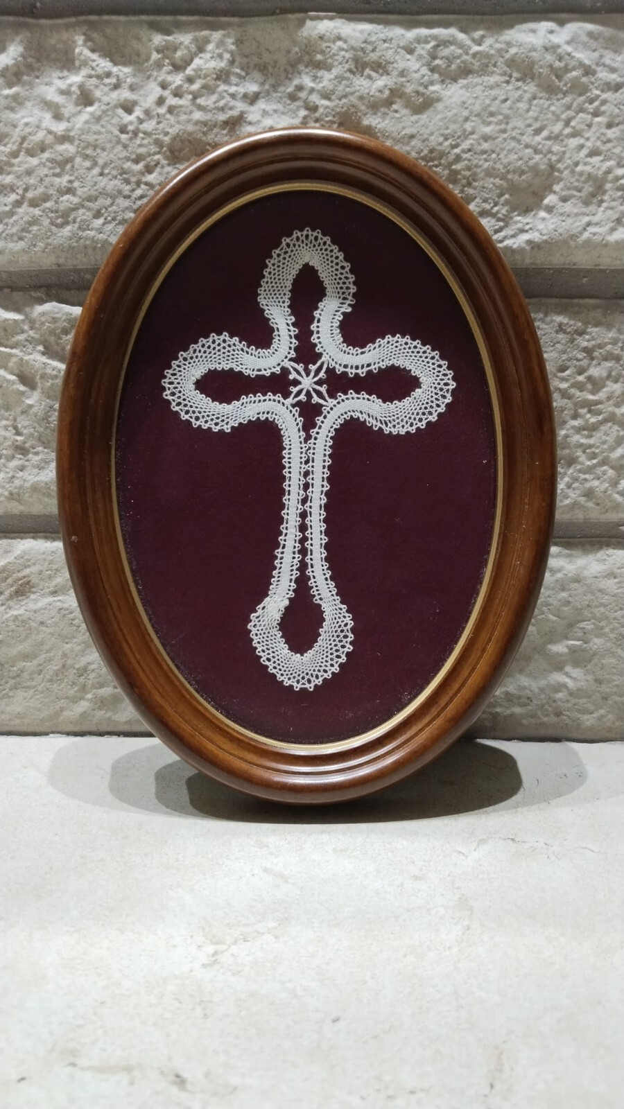 Vintage Art Picture Of Cross Hand Made Holy Land Wall Hanging Blessed Wood Gift