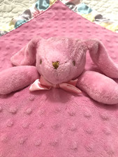 Blankets Beyond Pink Bunny Satin Trim Lovey Lovie Security Blanket Dots Minky