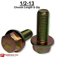 1/2-13 Grade 8 Flange Frame Bolt Yellow Zinc Plated (All Sizes & Qty's) 1/2"