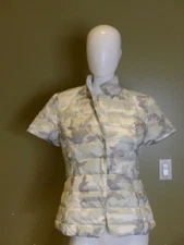 MY ANORAK NOTCH COLLAR SHORT SLEEVE JACKET PEWTER CAMO WOMENS XS 50773CNP