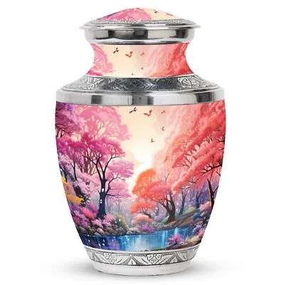 SUBABHI Cherry Blossoms By The Lake Cremation Urns For Adult Ashes 10 Inch