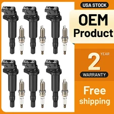 6 Spark Plugs and Ignition Coil Pack for BMW 128i 325i 328i OEM UF592 0221504470