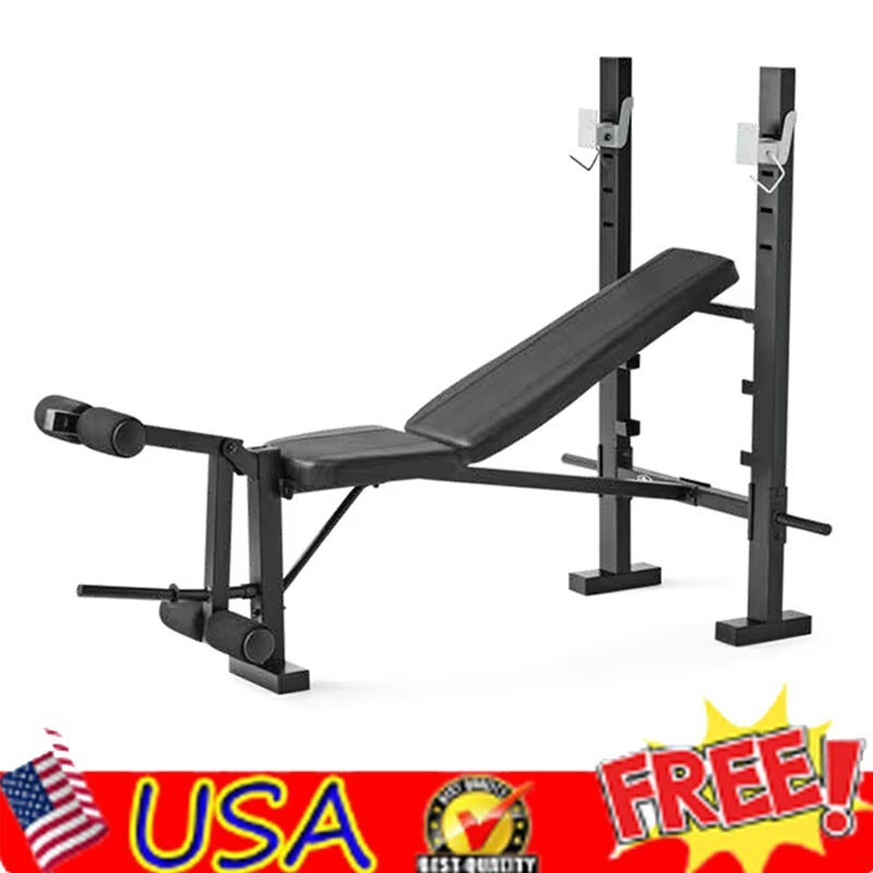 Home Gym Standard Bench&Squat Rack Combo with Leg Press Adjustable Workout Bench