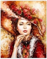 Malen Nach Zahlen Frau Mit Rotem Hut 40 X 50 Cm Auf Rahmen