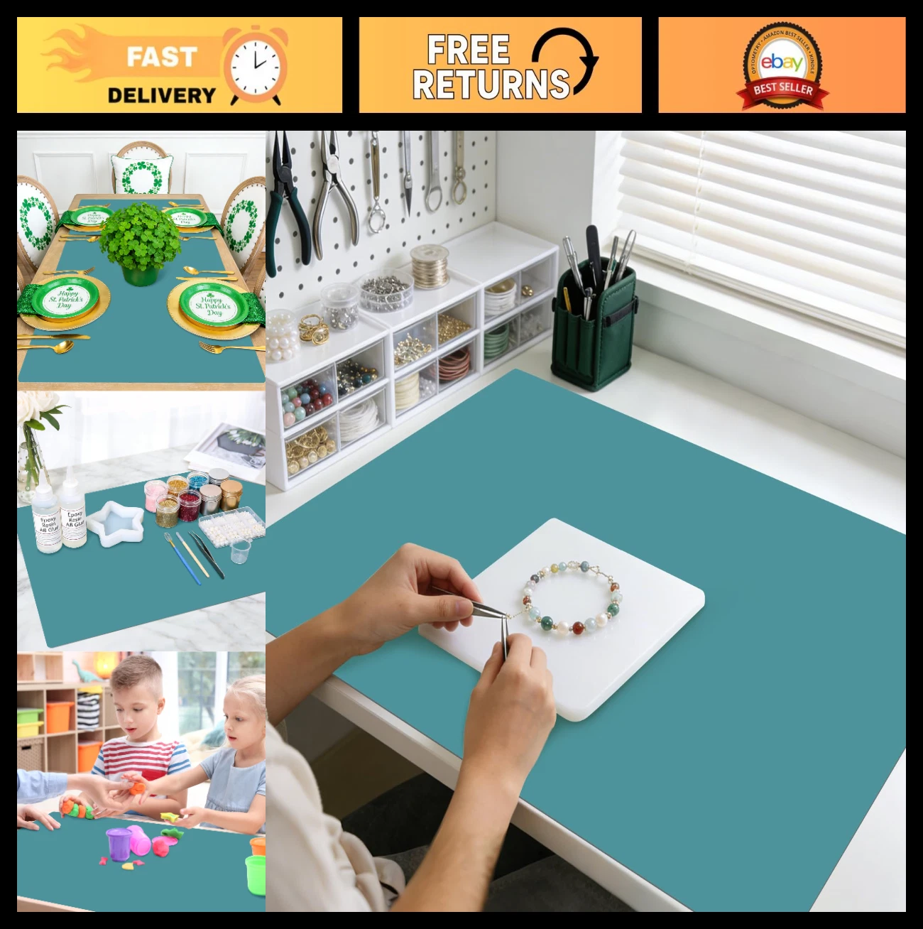 Extra Large Heat Resistant Silicone Mat 31.5x23.6 Inch Non-Stick Baking Pad, Dar
Opens in a new wind