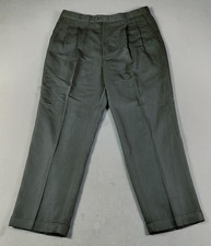 Chaps Mens Dress Pants 38x29 Gray Pleated Front Polyester Rayon Iron Shine