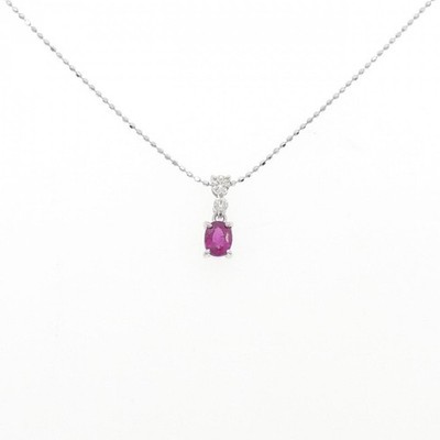 Authentic K18WG Ruby Necklace 0.38CT #260-007-346-3696