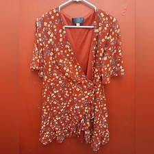 Floral Wrap Dress in Red and Yellow