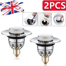 2x Universal Bathroom Sink Stopper Drain Filter Wash Basin Bounce Pop Up Plug UK