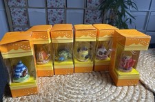 Set Of 6 Vintage Tetley Teafolk Ceramic Teapots With Boxes