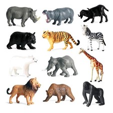 12 Pcs Figures Toys Realistic Mini Safari Zoo Animal Figurines, Plastic Learn...