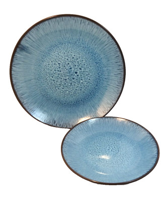 Ibili Porzelan Teller-Set Normandia 12 Stück, Blau