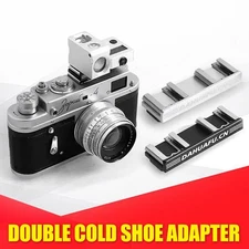 Aluminum Double Cold Shoe Adapter One to Two Camera Coldshoe For SLR Camera NEW