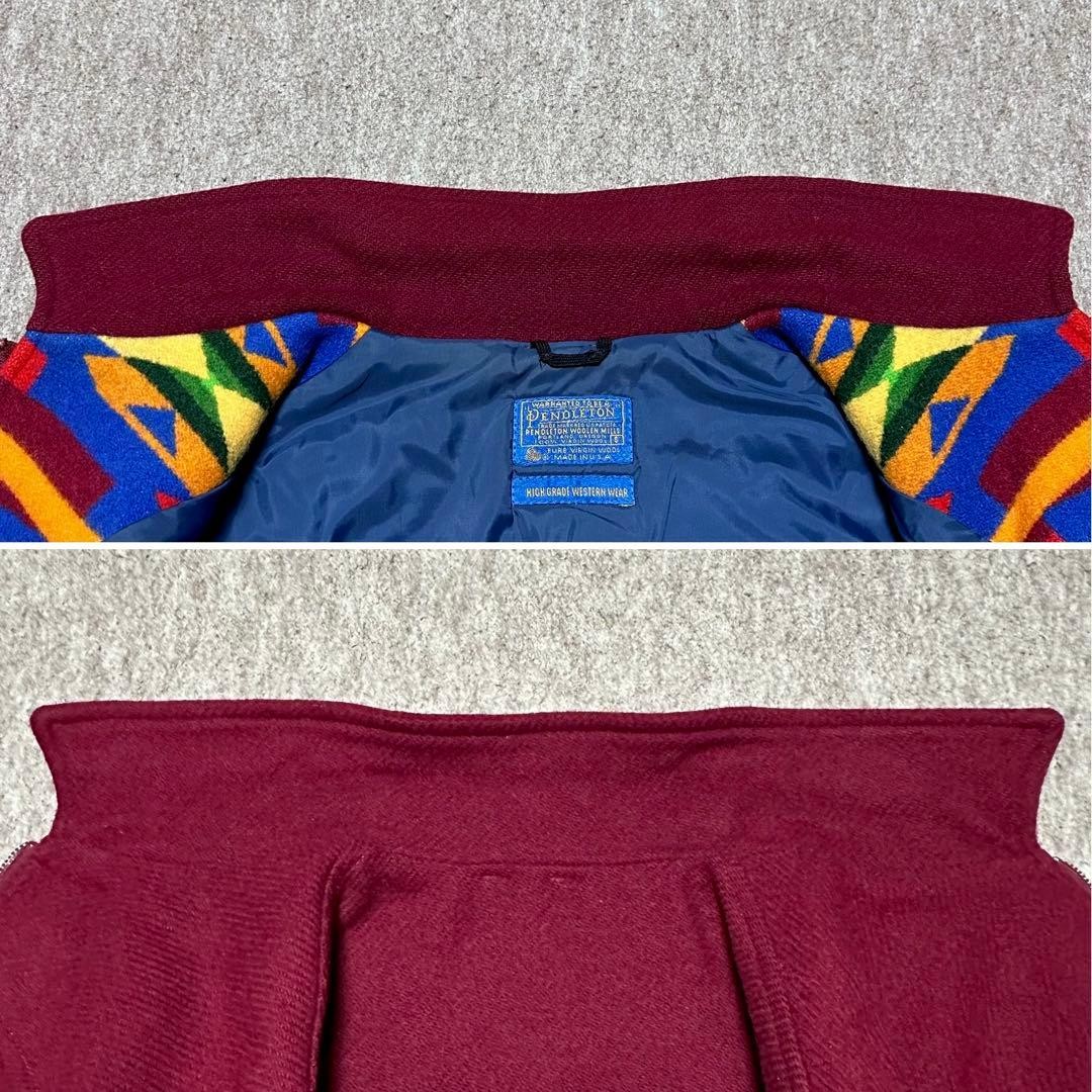 Pendleton Wool Jacket Burgundy Native 70s High-Gr… - image 8