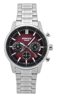 Casio Edifice Stainless Steel Red Dial Quartz 100M Men's Watch EFR-575D-4A