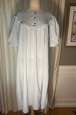 Blue 100 Cotton Nightgown short sleeve XXL- Blue Heart Buttons -Cottagecore