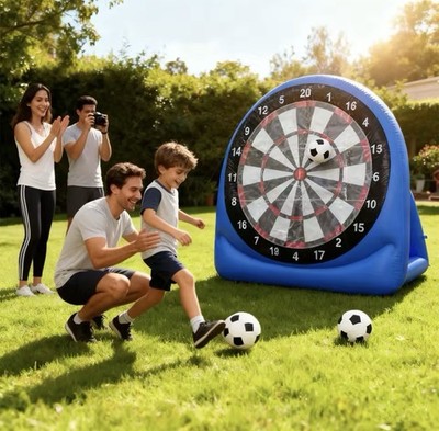 Fußball Dart Set Xxl Aufblasbar 156cm Klett Ziel Scheibe Outdoor Kinder  Adult