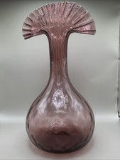 Fenton Vintage Glass Vase w/ Ruffled Top Amethyst Purply Pink Scalloped