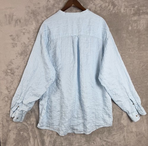 CARIBBEAN Light Blue Linen Blend BUTTON-UP SHIRT Mens Size 2XT - Picture 9 of 13