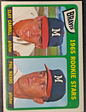 1965 Topps Braves Rookie Card Phil Niekro Clay Carroll #461 EX-EXMT HOF RC. rookie card picture