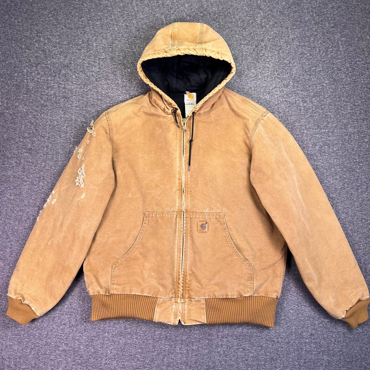VTG Carhartt J130 BRN Jacket Men Large Tall Sandstone Distressed