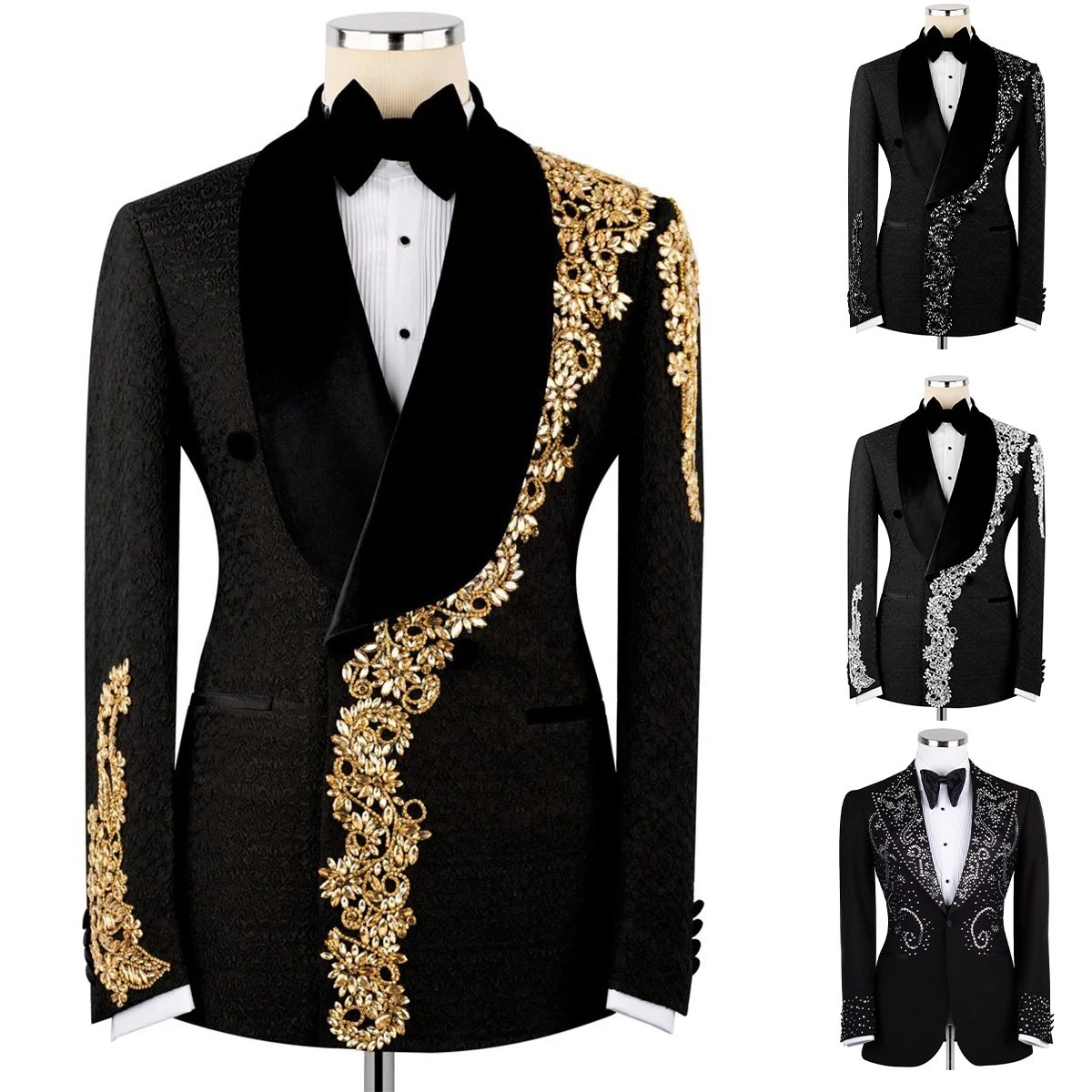 Fashion Men Blazer Jackets Slim Fit Wedding Tuxedos Shawl Lapel Single Breasted