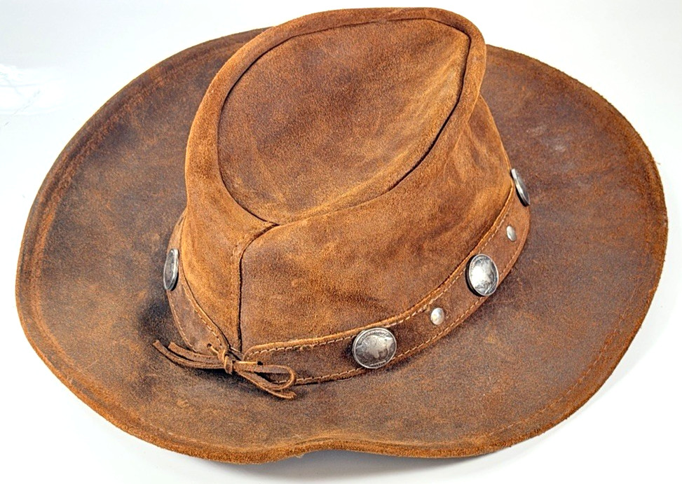 [MINNETONKA] Men's Outback Buffalo Nickel Hat Size (Med.) Tan Leather Cowboy Hat View 2