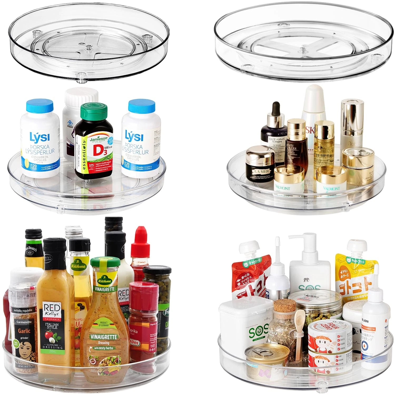 Lazy Susan Organizer, 9"+ 11" 6 Pack, Turntable for Cabinet, Kitchen, Fridge,...