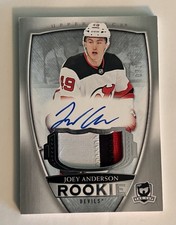 2018-19 Upper Deck The Cup JOEY ANDERSON Rookie Patch Auto RC Card#123 /249. rookie card picture