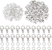 60 Pcs Stainless Steel Lobster Clasps with 120 Jump Rings Jewelry Making Kit